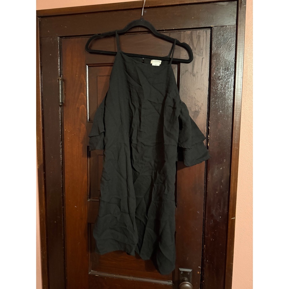 Cooperative Urban Outfitters Black Cold Shoulder Ruffle Sleeve Mini Dress Large